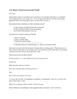 GE Moore: Proof of an External World