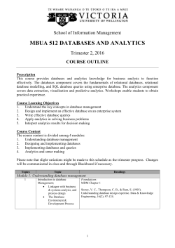mbua 512 databases and analytics - Victoria University of Wellington