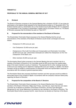 Proposals to the 2017 AGM