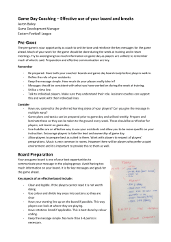 Game Day Coaching &ndash; Effective use of your board and breaks Board
