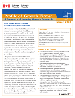 Profile of Growth Firms - Innovation, Science and Economic
