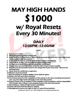 MAY HIGH HANDS $1000 w/ Royal Resets Every 30 Minutes!