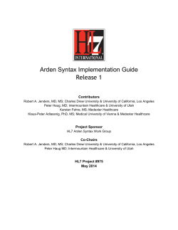 Arden Syntax Implementation Guide - Shared - HL7 Wiki