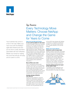 Every Technology Move Matters: Choose NetApp and Change the