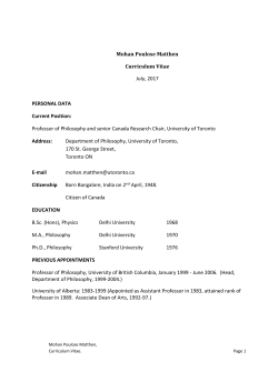 Here is my cv - Mohan Matthen