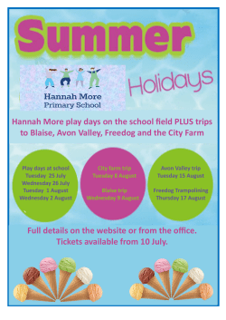 Hannah More play days on the school field PLUS trips to Blaise