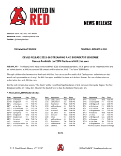 DEVILS RELEASE 2015-16 STREAMING AND BROADCAST