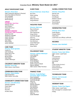 Crossview Church Ministry Team Roster for 2017