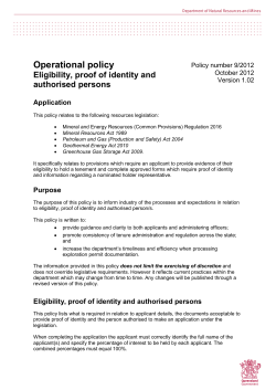 Eligibility, proof of identity and authorised person/s