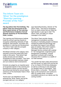 The Inform Team win `Silver` for the prestigious &ldquo;Start