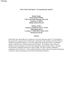 Does Cheap Talk Matter? An Experimental Analysis