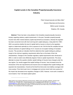Capital Levels In The Canadian Property/Casualty Insurance Industry