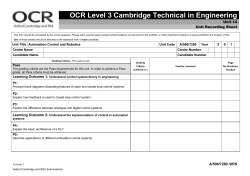 Unit 14 - Automation control and robotics