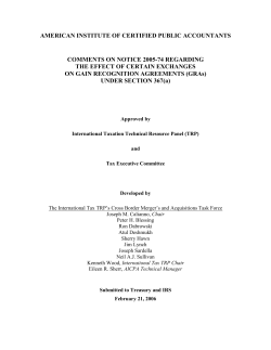AICPA Comments on Notice 2005-74 Regarding the Effect of
