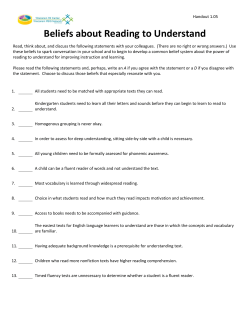 Beliefs about Reading to Understand