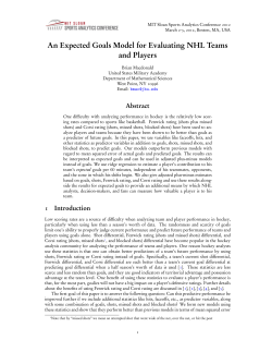 An Expected Goals Model for Evaluating NHL Teams and Players