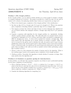 Quantum algorithms (CMSC 858Q) Spring 2017 ASSIGNMENT 3