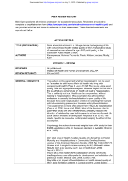 Does a hospital admission in old age denote the beginning of life