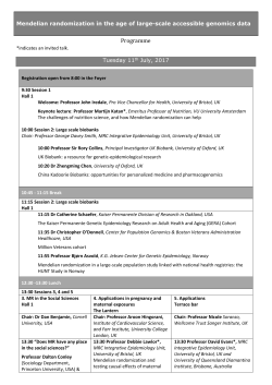 Programme - Mendelian Randomization Conference
