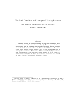The Sunk Cost Bias and Managerial Pricing Practices