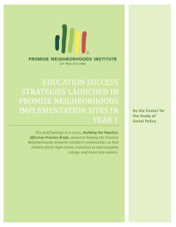 Education Success Strategies Launched in Promise Neighborhoods