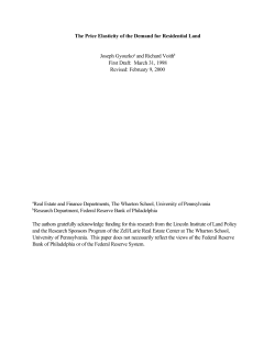 The Price Elasticity of the Demand for Residential Land Joseph