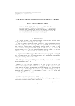 FURTHER RESULTS ON COCOMPLETE BIPARTITE GRAPHS 1