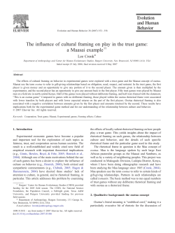 The influence of cultural framing on play in the trust game