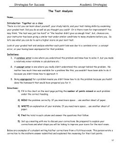 Strategies for Success Academic Strategies The Test Analysis