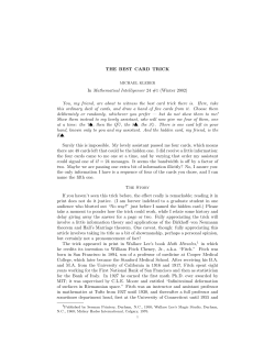 THE BEST CARD TRICK In Mathematical Intelligencer 24 #1 (Winter