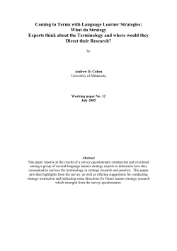 Coming to Terms with Language Learner Strategies