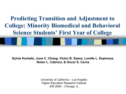 Predicting Transition and Adjustment to College