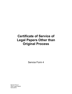 Certificate of Service of Legal Papers Other than Original Process