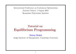 Equilibrium Programming - Department of Engineering, University of