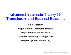 Advanced Automata Theory 10 Transducers and Rational Relations