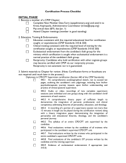 Certification Process Checklist INITIAL PHASE 1. Become a member