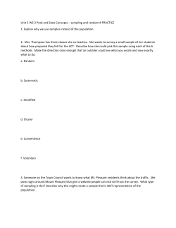 Unit 5 WS 3 Prob and Stats Concepts – sampling and random