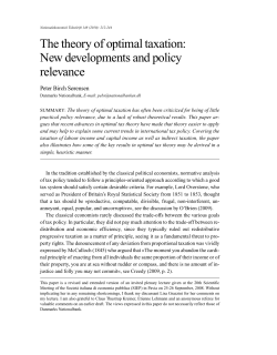 The theory of optimal taxation: New developments and policy