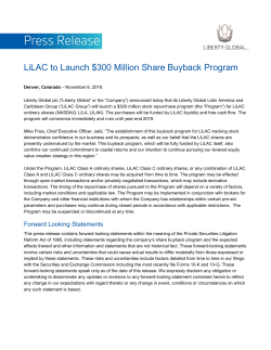LiLAC to Launch $300 Million Share Buyback Program