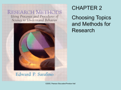 Chapter 2: Choosing Topics and Methods for Research