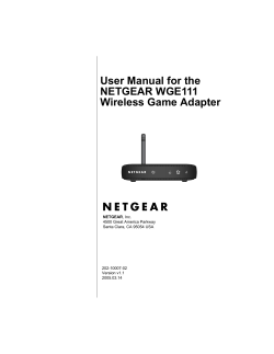 User Manual for the NETGEAR WGE111 Wireless Game Adapter