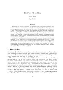 The P vs. NP problem