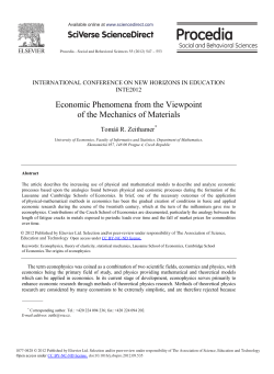 Economic Phenomena from the Viewpoint of the