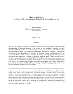 A Study of Firm Responses to Domestic Production Incentives