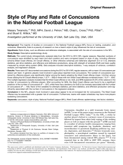 Style of Play and Rate of Concussions in the