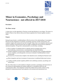 Minor in Economics, Psychology and Neuroscience