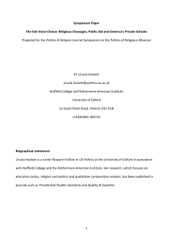 Symposium Paper The Exit-Voice Choice: Religious Cleavages