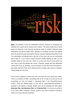 Risk is the potential of loss (an undesirable outcome, however not
