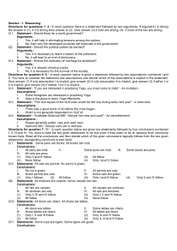 Section - I : Reasoning Directions for questions 1