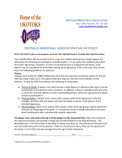 foothills minor ball association play-up policy